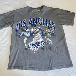 Vintage Mitchell & Ness Los Angeles Dodgers Big Time Gray T-Shirt size‎ Large